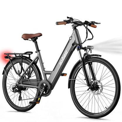 ACTBEST Core Electric Bike for Adults - 468Wh Removable Battery, 26 inch Step Thru Electric Bicycle, Peak 750W Brushless Motor Cityrun Ebike, with 7 Speed, Up to 50 Miles, E-Bikes, Grey