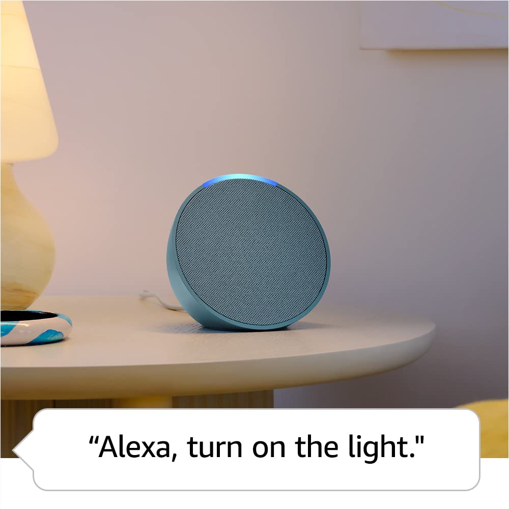 Amazon Echo Pop | Alexa fits in anywhere: bedroom, living room, bathroom, office, and small spaces | Glacier White