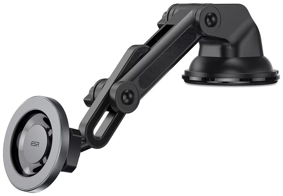 ESR Dashboard Magnetic Phone Holder for Car, for MagSafe Car Mount, Windshield Vacuum Car Mount for iPhone 16/16e/15/14/13/12, Samsung, Car Accessories, Charging Not Supported,2 Metal Rings Included