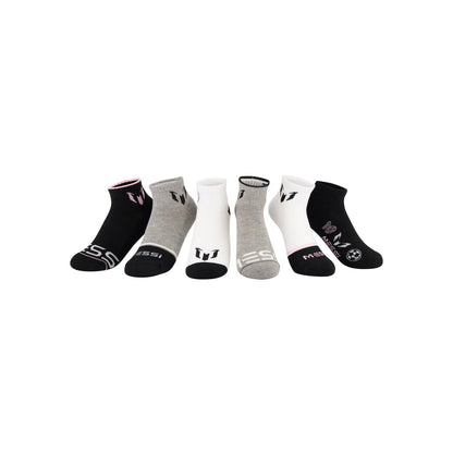 Messi Boys Lifestyle Ankle Socks, 6-Pack Kids Socks, Soft & Stretchy, Comfortable, Black