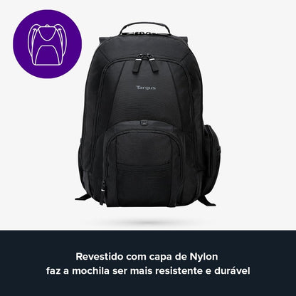Targus 16 Inch Groove Laptop Backpack, Black - Fits Most Laptops up to 16", Water Resistant Travel Backpack for Business Commuters and Travel (CVR600)