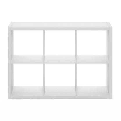 Furinno Cubicle Open Back Decorative Cube Storage Organizer, 6-Cube, White