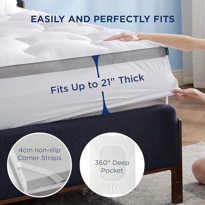 Bedsure King Size Dual Layer 4.5 Inch Memory Foam Mattress Topper, 2.5" Gel Memory Foam and 2" Waterproof Mattress Pad with 8-21" Deep Pocket, Cooling Pillow Top Cover for Back Pain, Medium Support