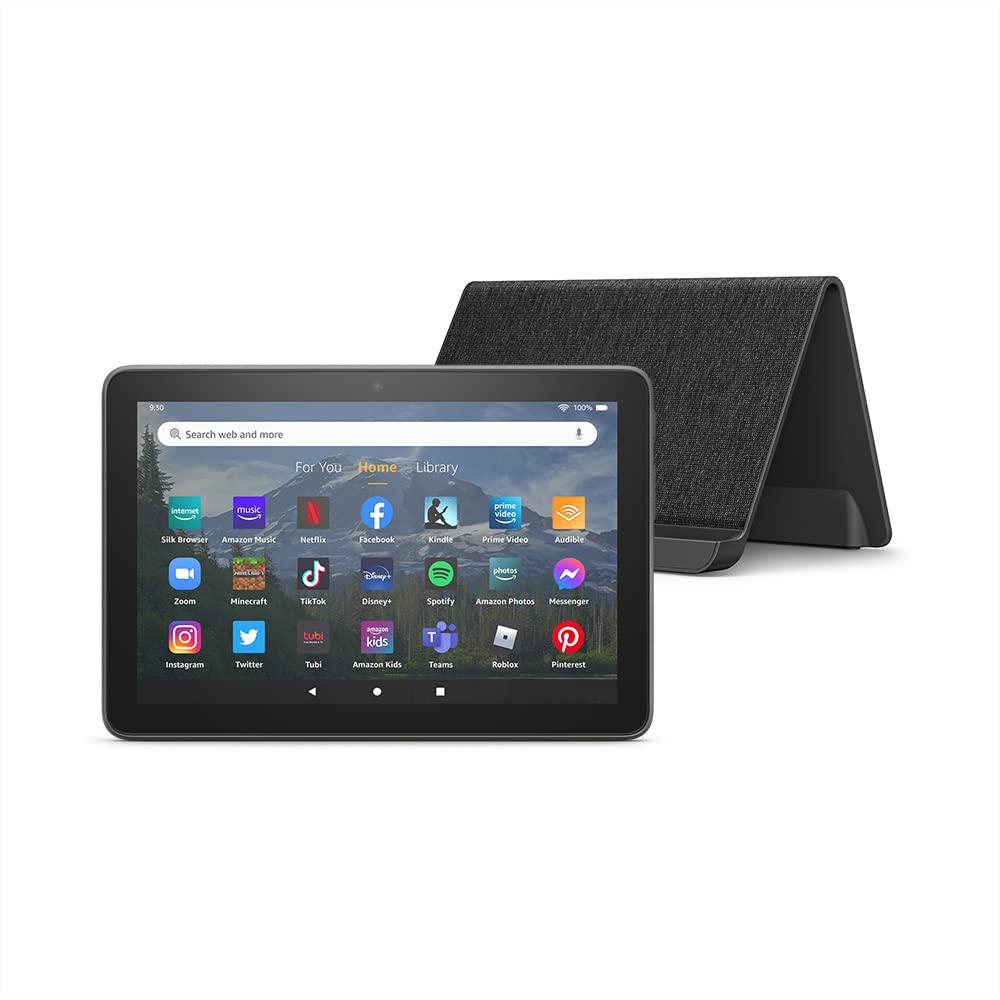 Amazon Fire HD 8 Plus tablet, 8" HD Display, 64 GB, bundle with Wireless Charging Dock - (2022 release), Gray