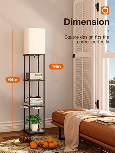 addlon Floor Lamp with Shelves, 4-Tier Modern Shelf Floor Lamp with 3CCT LED Bulb, Display Lamp for Living Room, Bedroom and Office - Black