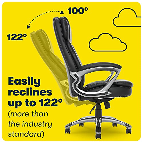 Serta Fairbanks Big and Tall High Back Executive Office Ergonomic Gaming Computer Chair with Layered Body Pillows, Contoured Lumbar Zone, Black