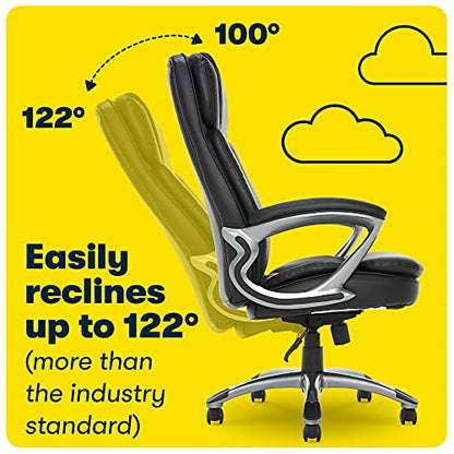 Serta Fairbanks Big and Tall High Back Executive Office Ergonomic Gaming Computer Chair with Layered Body Pillows, Contoured Lumbar Zone, Black