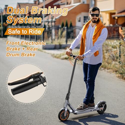 Electric Scooter, 350W Motor, 8.5'' Solid Tire, Max 21-23 Miles Range, Max 19 MPH Speed, Dual Braking, Folding Commuting Electric Scooter Adults (SP03-21Miles-350W)