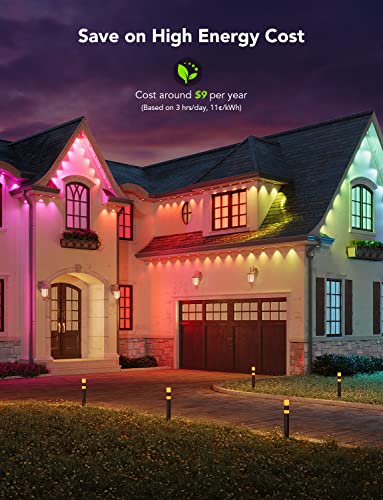 Govee Permanent Outdoor Lights, Smart RGBIC Outdoor Lights with 75 Scene Modes, 150ft with 108 LED Eaves Lights, IP67 Waterproof for Halloween Decorations, Christmas, Work with Alexa, Google Assistant