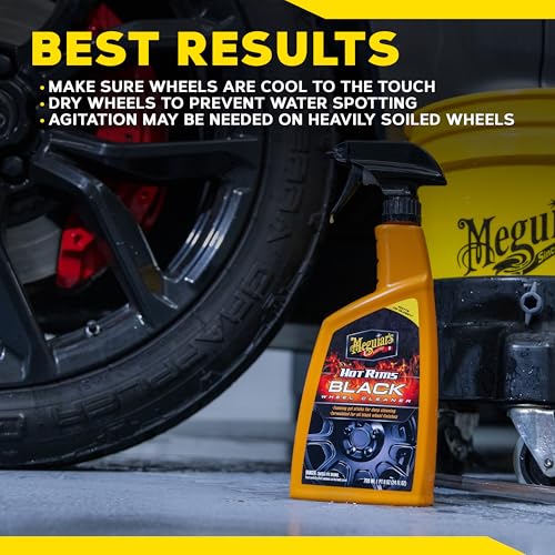 Meguiar's Hot Rims Black Wheel Cleaner, Best Cleaner for Matte Black Wheels - 24 Oz Spray Bottle