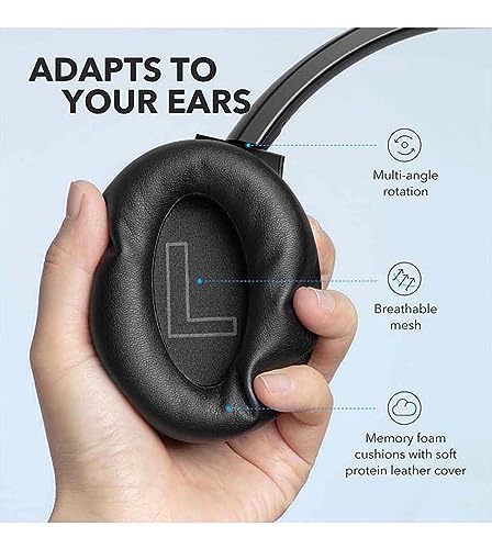 Soundcore Anker Life Q20 Hybrid Active Noise Cancelling Headphones, Wireless Over Ear Bluetooth Headphones, 60H Playtime, Hi-Res Audio, Deep Bass, Memory Foam Ear Cups, for Travel, Home Office