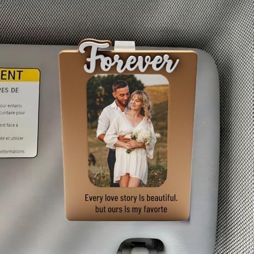 Byfowin Car Visor Clip Photo Frame - Valentine's Day Gift Car Picture Holder Commemorative Frame for Wife and Girlfriend,4.8 Inch Photo visor Clip for Daily Commute,Car Accessory Visor Photo Clip
