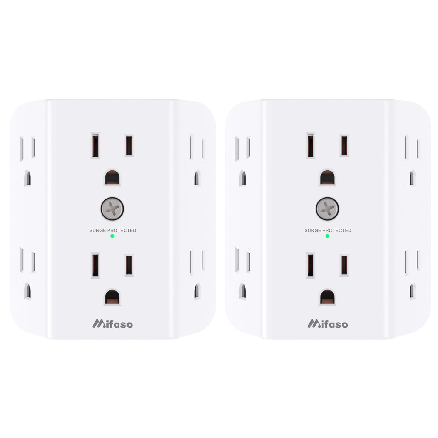 2 Pack Surge Protector Outlet, Outlet Splitter, Multi Plug Wall Outlet with 6 Wall Outlets, Outlet Adapter, Plug Extender, Outlet Extender for Home Office Dorm Room