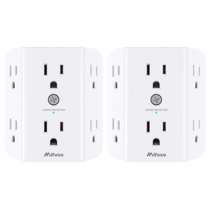 2 Pack Surge Protector Outlet, Outlet Splitter, Multi Plug Wall Outlet with 6 Wall Outlets, Outlet Adapter, Plug Extender, Outlet Extender for Home Office Dorm Room