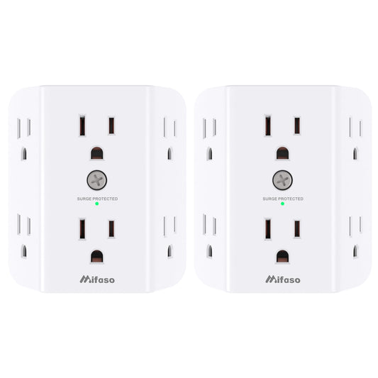 2 Pack Surge Protector Outlet, Outlet Splitter, Multi Plug Wall Outlet with 6 Wall Outlets, Outlet Adapter, Plug Extender, Outlet Extender for Home Office Dorm Room