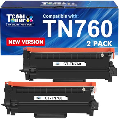TN760 Toner for Brother Printer TN730 TN-730/TN-760 TN 760 TN-760 TN-730 | Compatible for Brother MFC-L2710DW DCP-L2550DW MFC-L2750DW HL-L2395DW HL-L2350DW HL-L2370DW HL-L2390DW Printer Black 2 pack