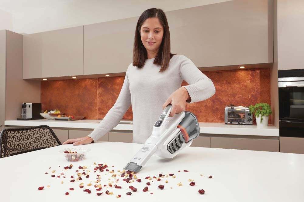BLACK+DECKER Dustbuster Handheld Vacuum, Cordless, AdvancedClean+, White (HHVK320J10)