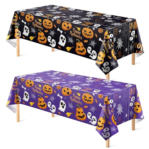 OHOME Halloween Decorations - Halloween Decorations Indoor Outdoor - Disposable Plastic Halloween Tablecloth | Halloween Party Decorations Favors Supplies for Table Decor Backdrop Banner,2 Pack