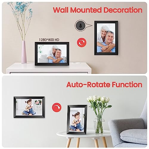 Frameo 10.1 Inch WiFi Digital Picture Frame, 1280x800 HD IPS Touch Screen Photo Frame Electronic, 32GB Memory, Auto-Rotate, Wall Mountable, Share Photos/Videos Instantly via Frameo App from Anywhere