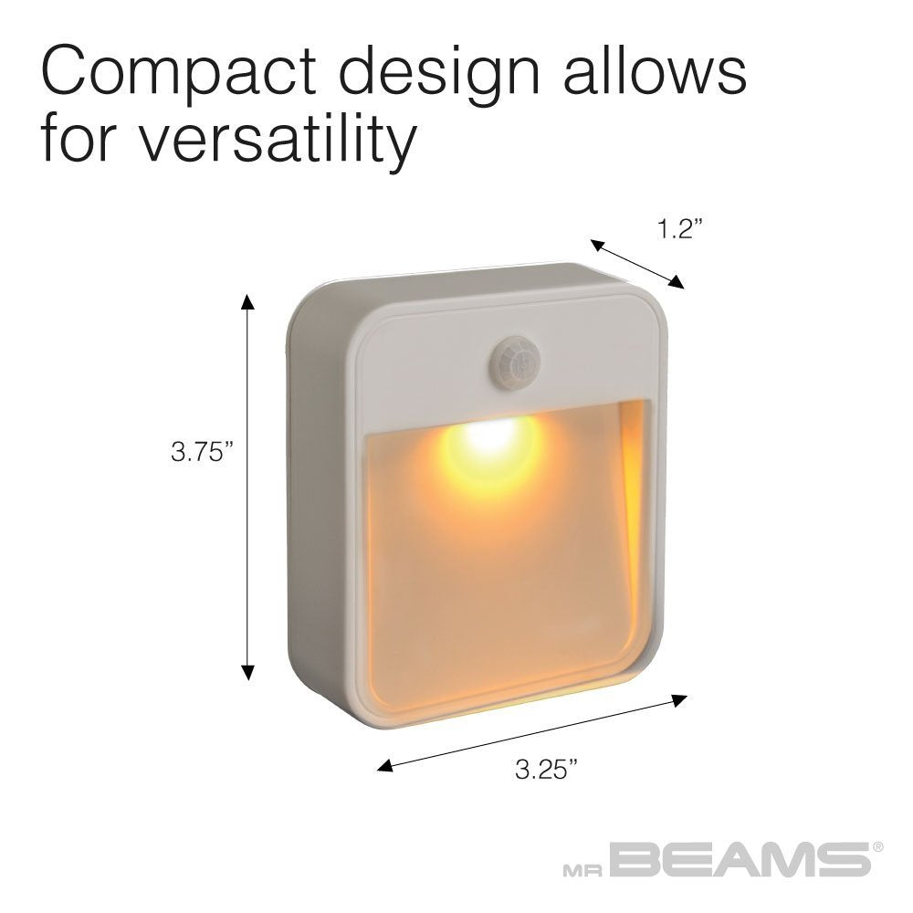 Beams MB720A 20 Lumen Amber LED Sleep Friendly Wireless Battery Powered Motion Sensing Nightlight, 3-Pack, White