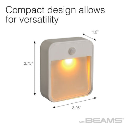Beams MB720A 20 Lumen Amber LED Sleep Friendly Wireless Battery Powered Motion Sensing Nightlight, 3-Pack, White