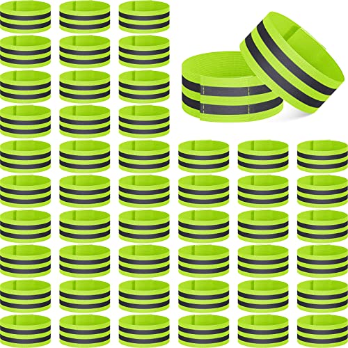Zubebe 48 Pcs Reflective Bands for Wrist Arm Ankle Leg,Green