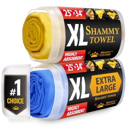 XL Shammy Towel for Car - 2pk(34x25) - Spots & Scratch-Free Chamois Cloth