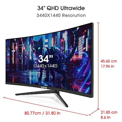 Sceptre 34-Inch Curved Ultrawide WQHD Monitor 3440 x 1440 R1500 up to 165Hz DisplayPort x2 99% sRGB 1ms Picture by Picture, Machine Black 2023 (C345B-QUT168)