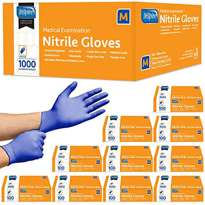 Inspire Nitrile Exam Gloves | THE ORIGINAL Quality Stretch Nitrile, Cobalt Blue | 4.5 Gloves Disposable Latex Free Medical EMT (Large (Pack of 1000), Case Of 1000)