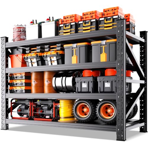 CCIOBTE 5000LBS Heavy Duty Storage Shelves, 4 Tier Garage Shelving Metal Shelving Unit,Adjustable Heavy Duty Shelving for Garage, Basement, Warehouse, Storage Room