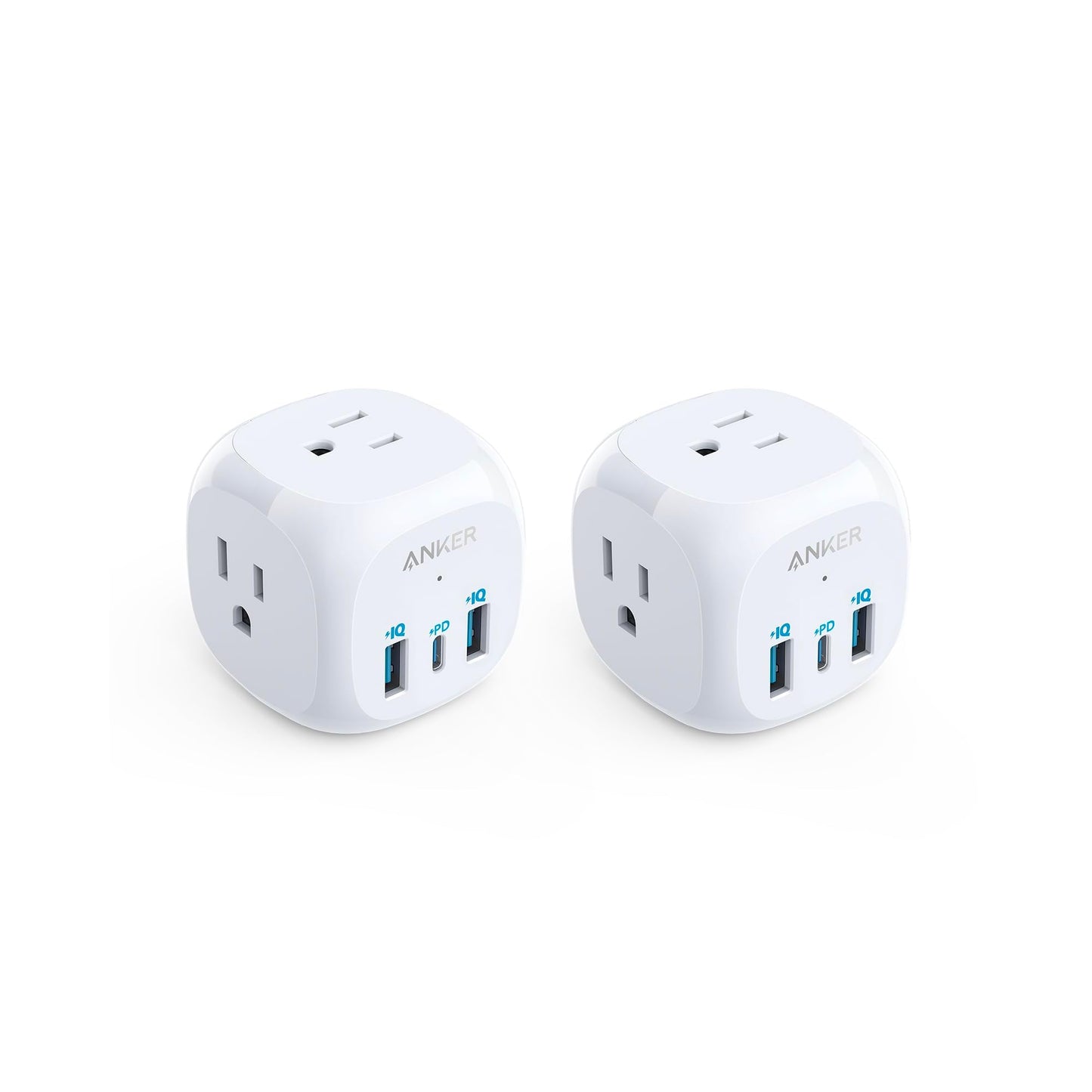 2 Pack Anker USB C Outlet Extender, 321 Outlet Extender with 3 Outlets and 20W USB C Charging for iPhone 15/15 Plus/15 Pro/15 Pro Max, Power Delivery Charging for School, Home,Office Listed