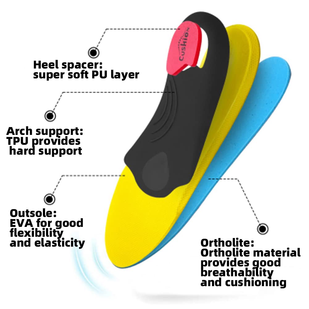 VALSOLE Orthotic Insoles for Plantar Fasciitis - 220+ lbs Support, High Arch, Flat Feet - Absorb Shock in Work Boots and Shoes