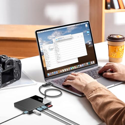 YOTUO 1TB External Hard Drive, USB C Multiport Hub HDD 7-in-1, USB 3.0, SD/TF Card Reader, Docking Station, Multi-Function HDD for Windows, Mac, Android, TV, iPhone 15/16/17, Laptop, Desktop, PC