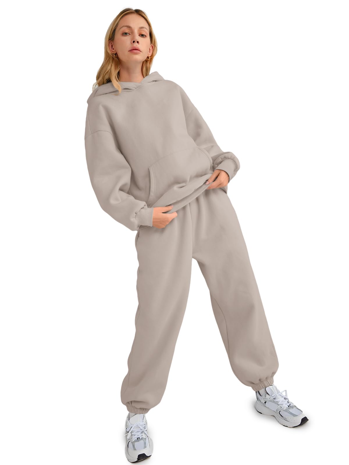 AUTOMET Women 2 Piece Outfits 2025 Plus Size Fall Vacation Fashion Lounge Set Airport Travel Pants Leisure Winter Clothes Sweatsuits CoffeeGrey M