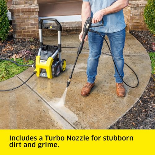 Electric Karcher Pressure Washer K1700, Max 2125 PSI, 3 Spray Nozzles, Detergent Tank, For Cars, Driveways, Siding, Patios, 1.46 max. GPM