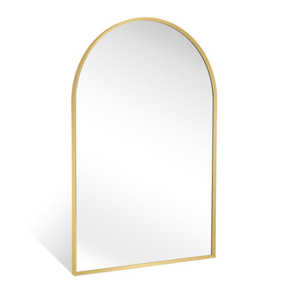 Minuover Arched Wall Mirror for Bathroom, 24"x36" Gold Mordern Metal Frame for Entryway Living Room Bedroom Wall Decor