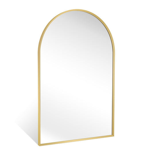 Minuover Arched Wall Mirror for Bathroom, 24"x36" Gold Mordern Metal Frame for Entryway Living Room Bedroom Wall Decor