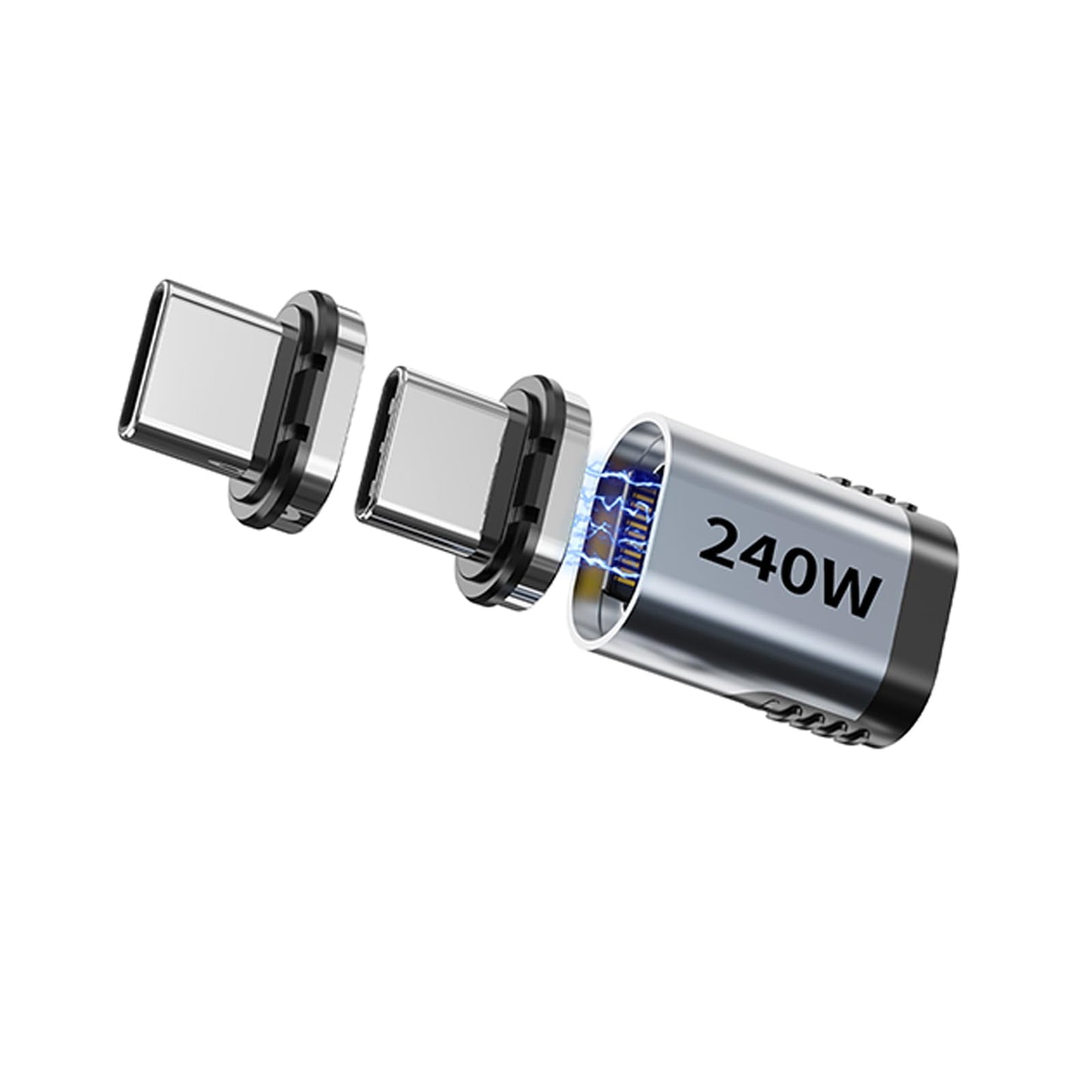 Tciogrxp 240W 90 Degree Magnetic USB C Adapter with 4 Connector Tips USB-C Adapter 1 Pack, 24 Pin (2 Plugs Magnetic USBC Extender, USB4 40Gbps 8K 60Hz Compatible with Thunderbolt 3/4 MacBook Pro/Air