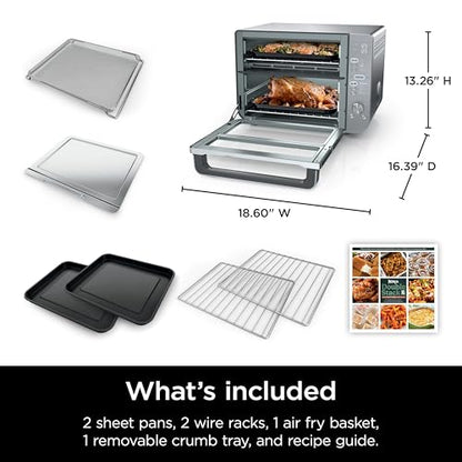Ninja Air Fryer & Toaster Oven | Double Stack XL | Countertop Oven | 12-in-1 Fits 4.5lb Chicken & 6lbs of Wings | SmartFinish Cook 2 Different Meals at the Same Time | Stainless Steel | DCT601