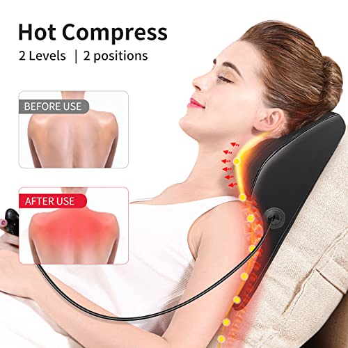 OMASSA Shiatsu Neck Massager with Heat, 3D Kneading Back Massage Pillow for Pain Relief, Massagers for Neck and Back, Shoulder, Leg, Gifts for Men Women Mom Dad, Stress Relax at Home Office and Car