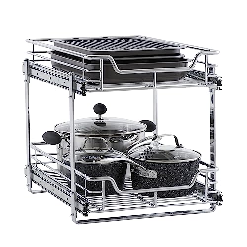 Household Essentials Chrome-Plated Steel Dual-Tier Slide-Out Organizer