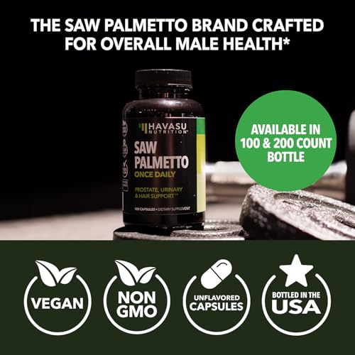 Saw Palmetto for Men Prostate Health Supplement to Promote Urinary Tract Function - 500mg Per Serving - 100 Count - DHT Blocker Hair Vitamin - Vegan, Non-GMO Capsules, Over 3 Month Supply
