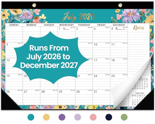 Taja Desk Calendar 2026-2027, Jul 2026-Dec 2027, 18-Month, 17" x 12"