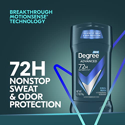 Degree Men Advanced Protection Antiperspirant Deodorant Cool Rush 4 count 72-Hour Sweat and Odor Protection Antiperspirant For Men With MotionSense Technology 2.7 oz