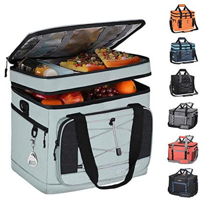 Maelstrom Collapsible Soft Sided Cooler - 60 Cans Extra Large Lunch Cooler Bag Insulated Leakproof Camping Cooler, Portable for Grocery Shopping, Camping, Tailgating and Road Trips，Grey