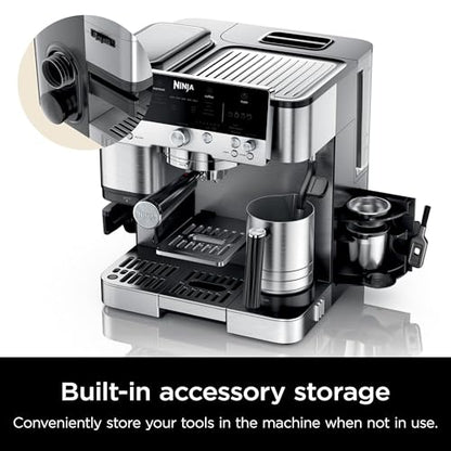 Ninja | Espresso Machine and Drip Coffee Maker| Luxe Café Premier Series | Integrated Coffee Grinder, Milk Frother, Assisted Tamper & Built-In Espresso Accessory Storage | Stainless Steel | ES601