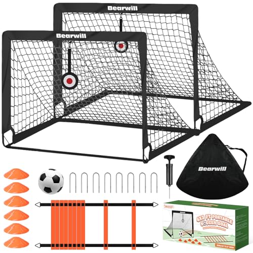 Bearwill Soccer Goal, Kids Soccer Goals for Backyard Set of 2
