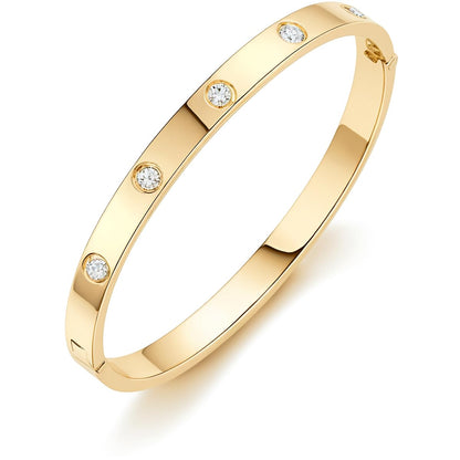 Gold Friendship Love Bangle Bracelets for Women, Cubic Zirconia Stainless Steel Jewelry, Birthday Gifts and Stocking Stuffers