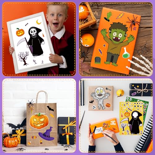 OHOME Halloween Stickers for Kids - Halloween Party Favors - DIY Halloween Crafts Stickers - Halloween Games | Kids Halloween Toys Gifts Treats Decorations Activities Party Supplies(24 Sheets)