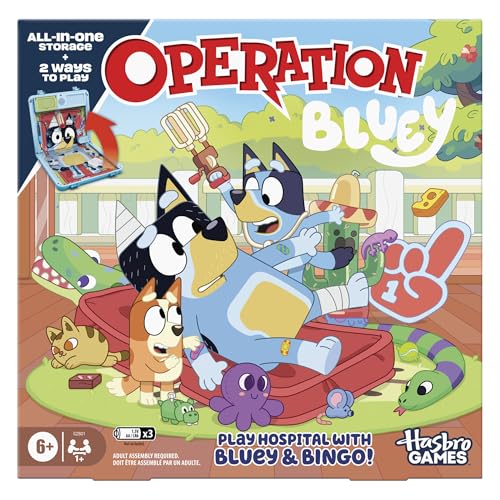 Operation Bluey Edition Board Game for Kids – Electronic Talking Game with All-in-1 Carrying Case – 2 Ways to Play – 1+ Players – 10 Mins. – Ages 6+ (Amazon Exclusive)